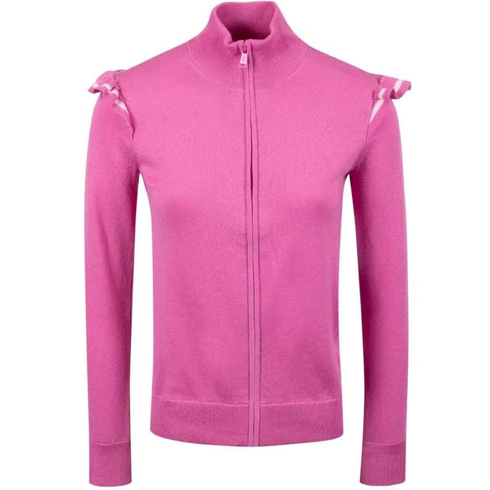 Ralph Lauren Polo Golf Womens Cashmere Ruffle Sleeve Sweater Resort Rose Sz Med